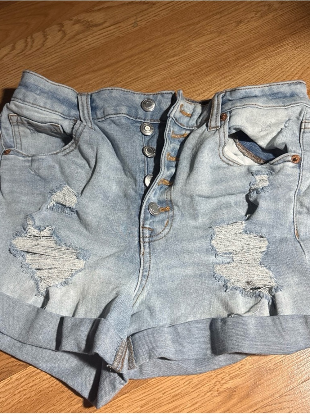 Light Blue Distressed Denim Women’s Shorts